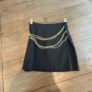 Zara Black Mini Skirt with Gold Chain Accents